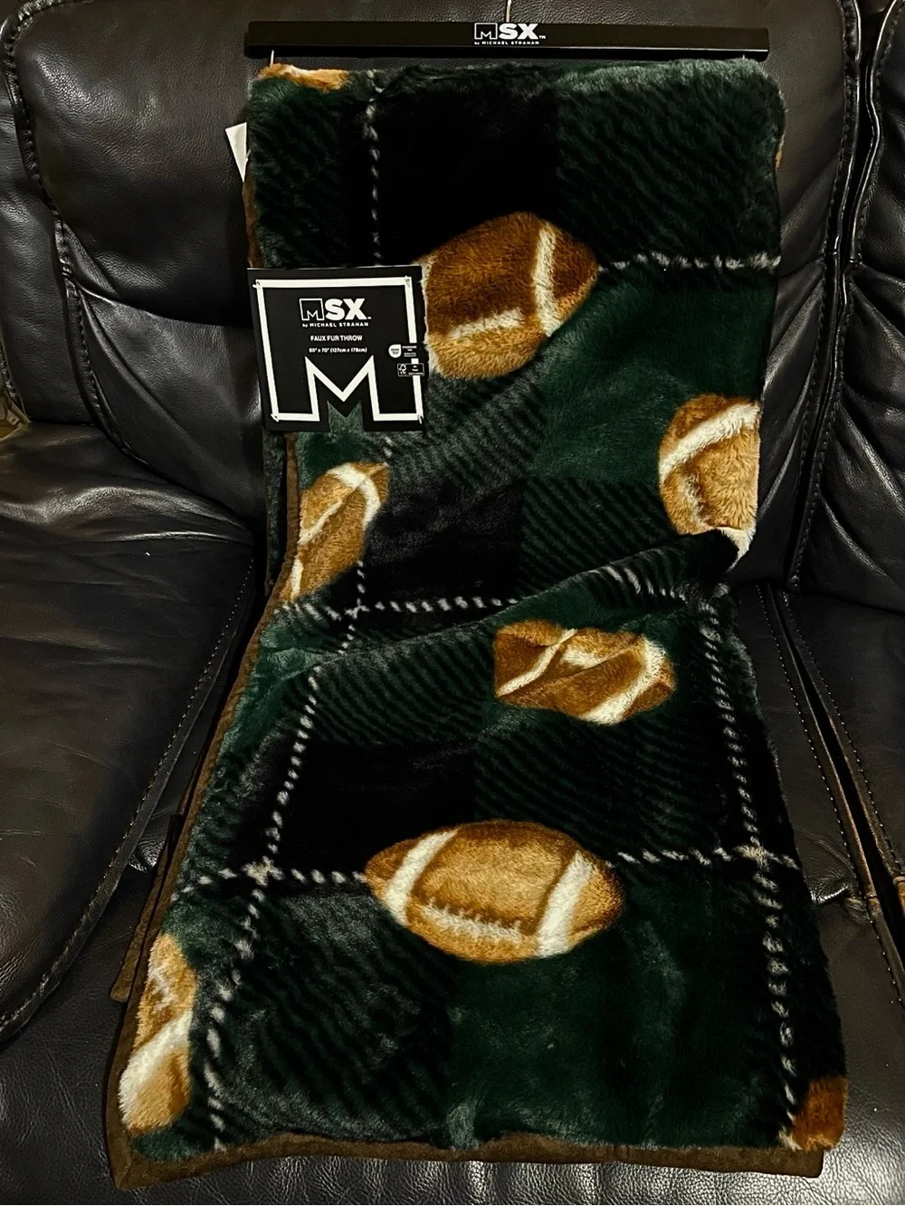 MSX by Michael Straman Football Faux Fur Throw - Football Throw